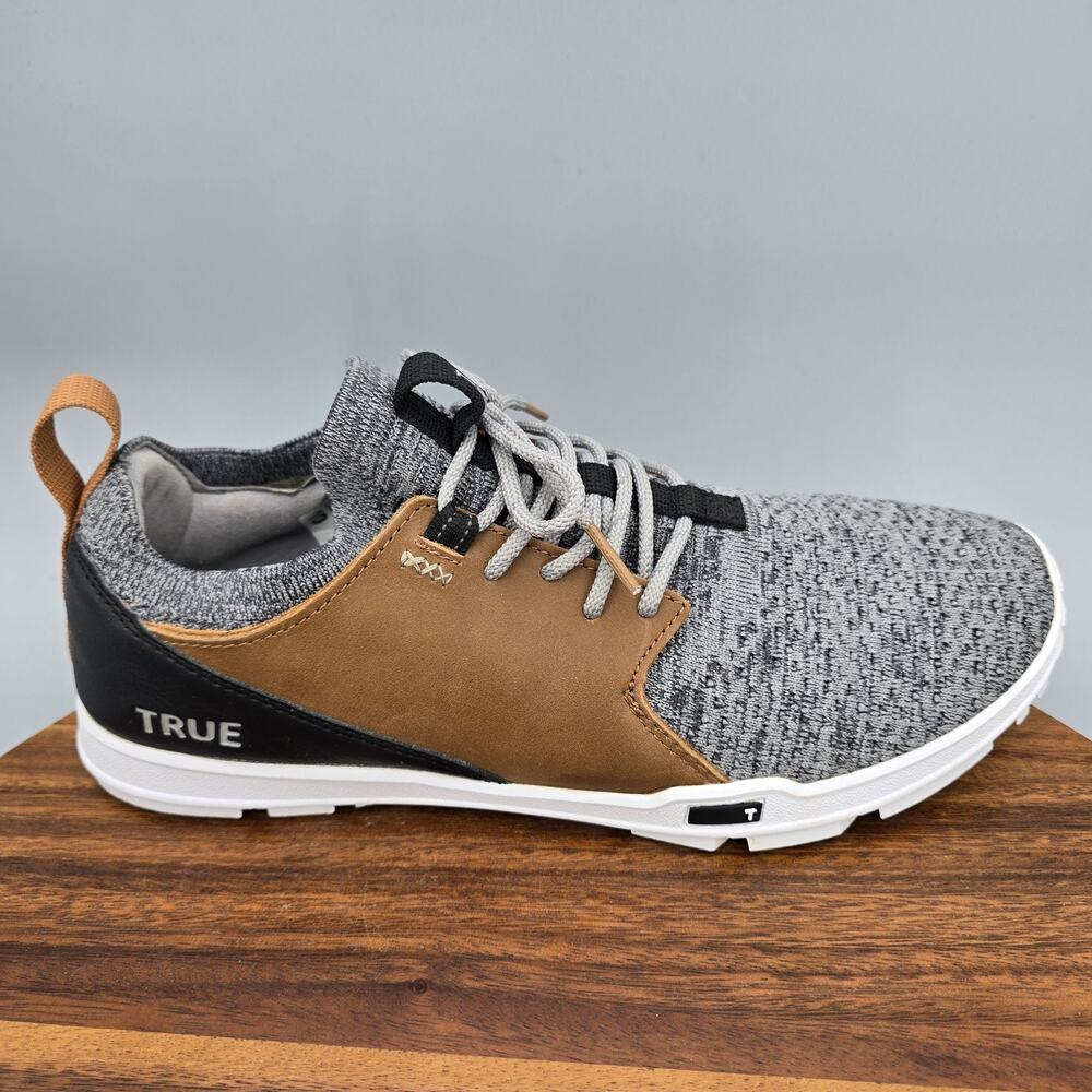 True Linkswear OG Feel Golf Shoes Mens 10 M Gray Knit Brown Leather Spikeless